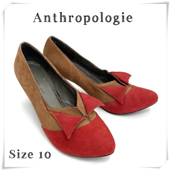 ANTHROPOLOGIE Pilcro & the Letterpress Paper Color Block Suede Pumps Heels Sz 10 - Picture 1 of 12